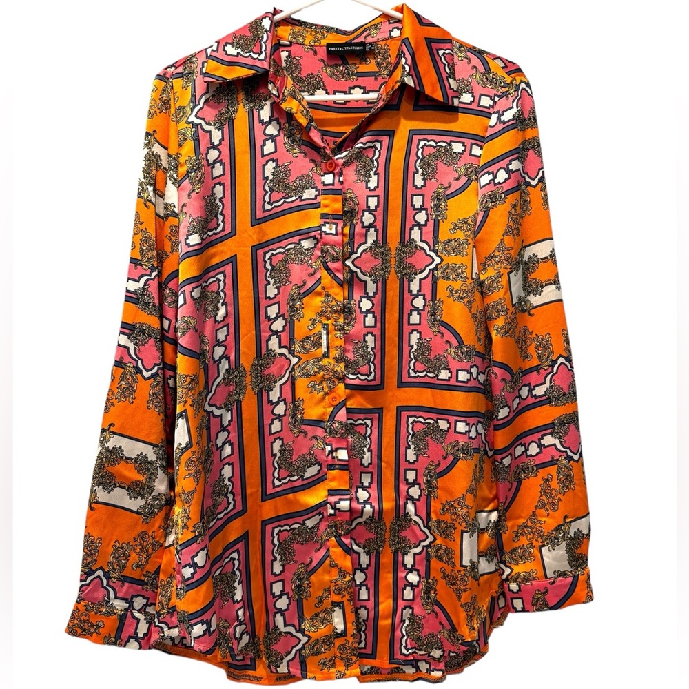 Pretty Little Thing baroque-style button down shirt